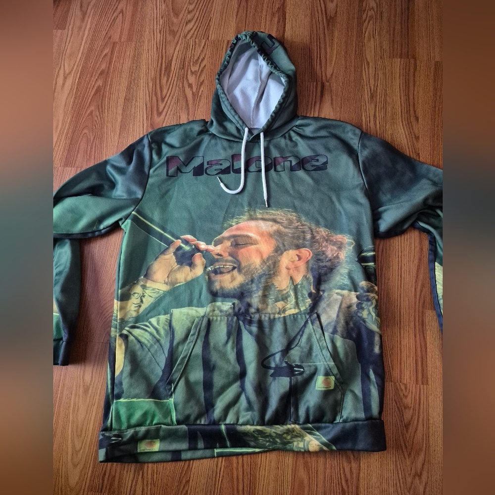 Graphic Hoodie with Musician Print Malone Hoodie
